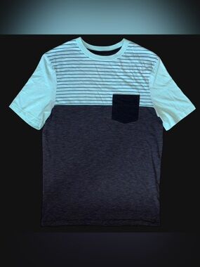 Tony Hawk Mint & Charcoal Striped Chest Pocket Tee